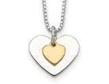Sterling Silver Double Heart Pendant Necklace with Box Chain
